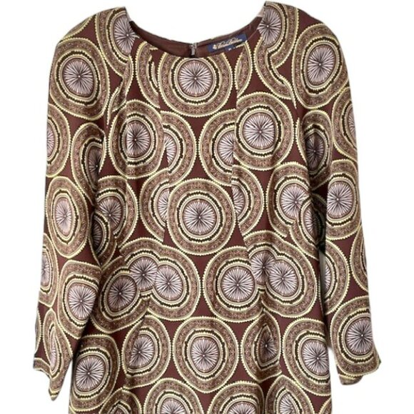 Brooks Brothers 100% Silk Shift Dress - Toast Lime Taupe - 10 - Picture 2 of 11